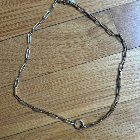 Zoe Lev 14k Gold Large Paper Clip Chain with Diamond Enhancer Necklace - Picture 3 of 7